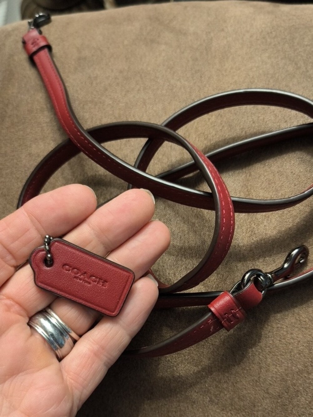 Coach Tag And Crossbody Strap ❤️ Dark Cherry And Gun Metal - Picture 6 of 11